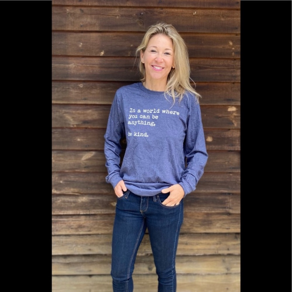 Graphic Tee Unisex “Be Kind” Long Sleeve Tee Shirt in Blue or Maroon - Picture 13 of 16